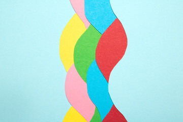 Simple Paper Card Primary Colour Wave Flowing Wavy Geometric Shapes in Multicolour Rainbow Calm...