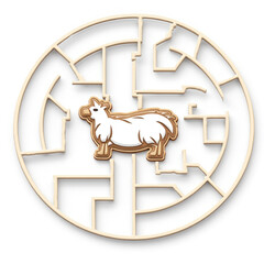 agriculture, rural life, farmyard, maze design, animal art, domestic animals, cartoon animals, vector 