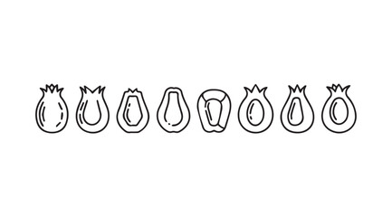 Collection of hand-drawn outline shapes representing flowers or floral elements vector