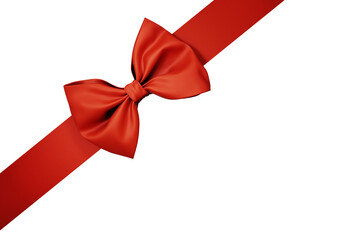 Red bow isolated on white background. Christmas present ribbon for gift decor.