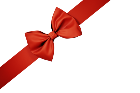 Red bow isolated on white background. Christmas present ribbon for gift decor.
