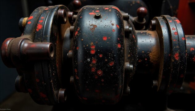 Resilient Firefighting Gear Extreme close up of heavily worn, textured, fire retardant turnout gear, showing soot stains and minor scuffs. The fabric is thick and layered, conveying resilience and