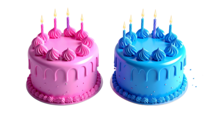 Festive birthday cake duo illustration isolated on transparent background