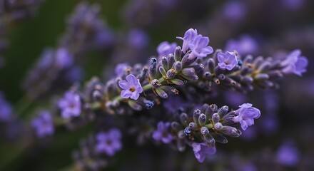Close up of lavender flowers showcasing delicate purple blooms and green stems