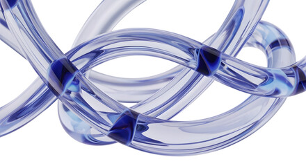 Abstract Transparent Blue Glass Tubes Intertwined Dynamic Forms on Checkered Background