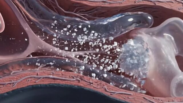 3D Animation of Vertigo Showing Dislodged Crystals in the Inner Ear