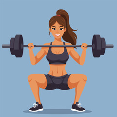 Woman barbell squat workout strong fit girl