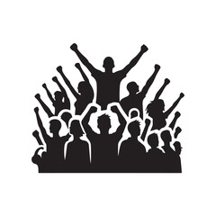 crowd cheering vector silhouette clip art logo design illustration