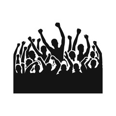 crowd cheering vector silhouette clip art logo design illustration
