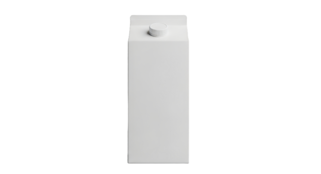 Minimalist blank white carton with cap isolated on black background