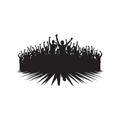 crowd cheering vector silhouette clip art logo design illustration