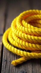 Vibrant Yellow Rope Coil Ready for Crafting Projects Nautical Decor, Sunny Texture Close-up