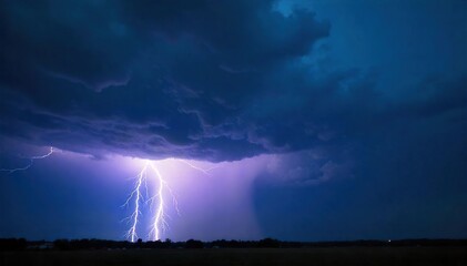 Breathtaking Thunderstorm Intense Lightning Illuminates a Dark, Stormy Sky