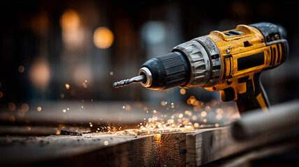 Sparking creativity with electric carpentry tools in an outdoor workspace