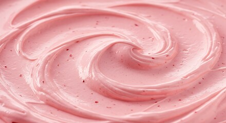 Close up of pink swirling cream texture perfect for culinary and design concepts