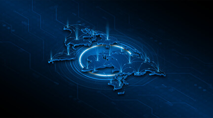 Global connection network background. World map. Internet technology concept or global communication.	