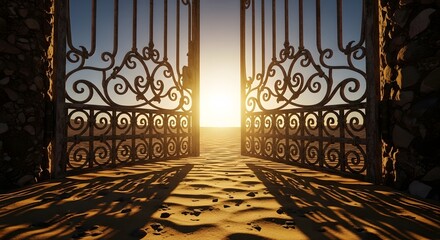 Refugee Hope Symbol with Open Gate and Light