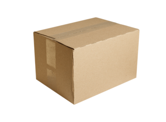 Cardboard box mock up shipping displayed against a clear background, offering abundant incorporating designs space text