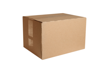 Cardboard box mock up shipping displayed against a clear background, offering abundant space for designs incorporating text