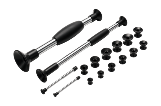 Valve lapping tool set featuring interchangeable suction cups for engine upkeep.