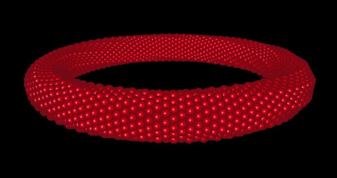 Abstract  rotating ring with shiny red spheres. M&ouml;bius strip. Seamless loop. 3D animation. 4K. Isolated. Ideal for uses as a cool background for titles, videos, animations, presentation, advertisement