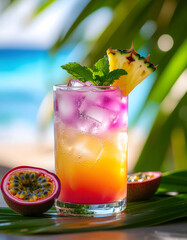 Mojito cocktail with lime and mint in a glass with ice and fresh citrus summer refreshment