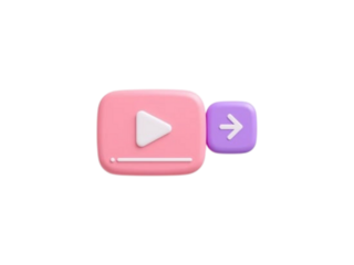 3d play button icon with forward arrow on black background