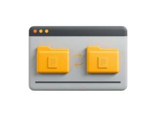 Digital interface showing two yellow file folders within a browser window