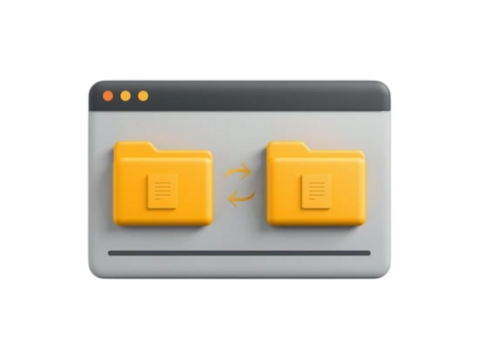 Digital interface showing two yellow file folders within a browser window - Powered by Adobe