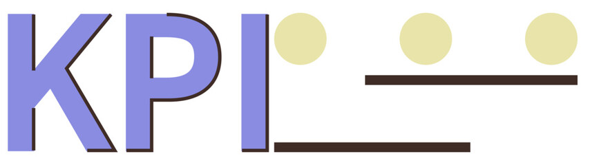 KPI text with minimalist circles and lines, representing metrics and performance measurement. Ideal for reporting, analytics, business strategy, goal tracking, evaluation, benchmarking, simple flat