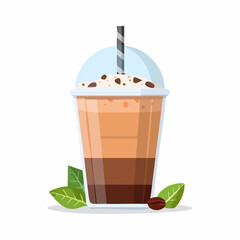 Modern Coffee Drinks Vector – Realistic Flat Latte Cup Illustration Isolated on White Background