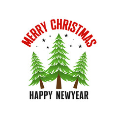 Merry Christmas Pine Tree Holiday Greeting Vector
