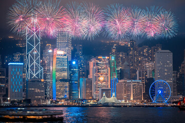 Creative New Year firework show in Hong Kong
