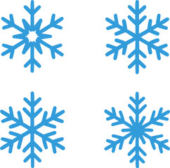 Set of blue snowflake icons in vector style, isolated on white background, perfect for winter, holiday, and seasonal design projects