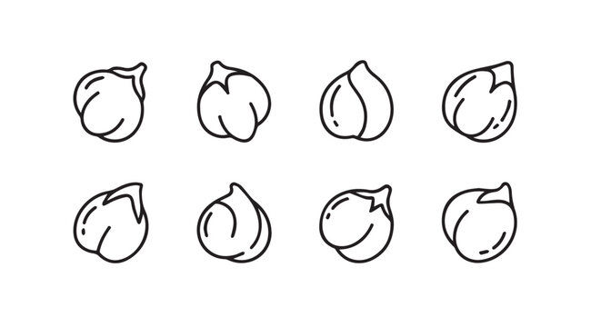 Hand drawn chickpeas collection simple sketch food icons ingredient plant based healthy eating vector