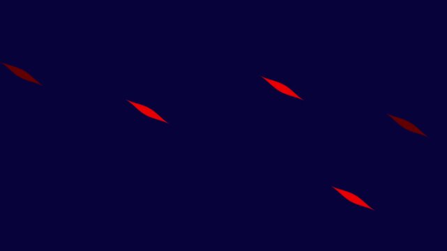 Abstract dark blue background with red elliptical shapes floating in the space