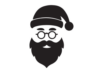 santa face logo silhouette vector, christmas santa face silhouette vector illustration, black santa face vector silhouette, santa claus face logo silhouettes vector on a white background