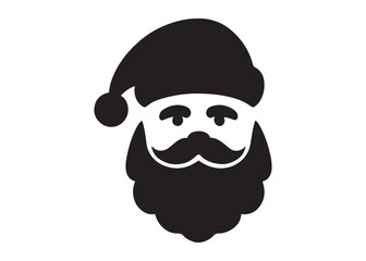 santa face logo silhouette vector, christmas santa face silhouette vector illustration, black santa face vector silhouette, santa claus face logo silhouettes vector on a white background