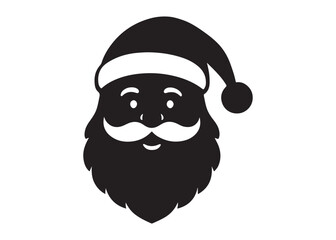santa face logo silhouette vector, christmas santa face silhouette vector illustration, black santa face vector silhouette, santa claus face logo silhouettes vector on a white background