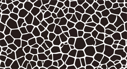 A striking close-up of a giraffe's patterned skin, the intricate mosaic of irregular shapes and colors creating a captivating visual texture.