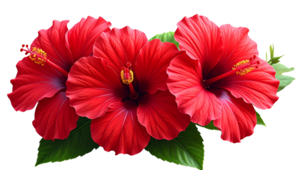 AI-Generated Red Hibiscus Flowers – Botanical Element Set PNG