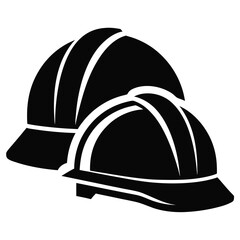 Construction helmets vector clean black silhouette design white background