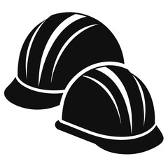 Construction helmets vector clean black silhouette design white background