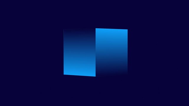 Animated abstract geometric cube gradient blue and dark navy background design element