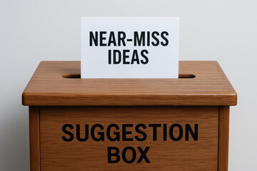 Near miss prevention safety suggestion box card idea slot feedback idea collection encourages improvement and workplace safety culture