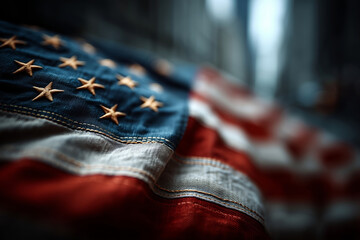 Stock market trends in the USA displayed alongside the national flag