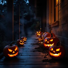 Pumpkin Lanterns at Night