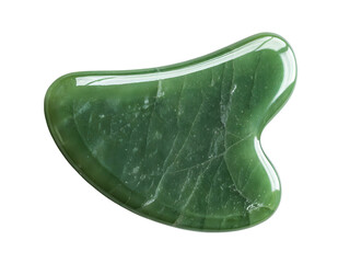 Natural jade gua sha facial massage stone skincare tool on transparent background png clipart