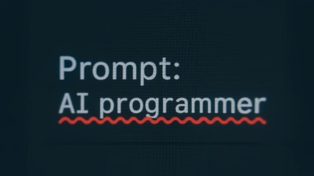 Prompt ai programmer prompt inspires creative coding and digital innovation focused workspace with text screen underlined red highlighting typo