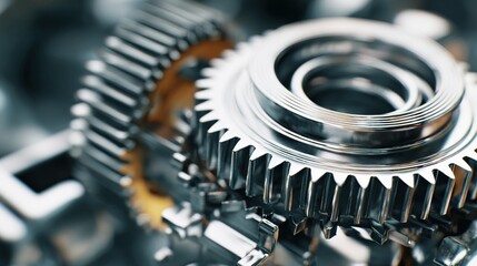 clockwork. A close-up of a complex mechanical gear mechanism with a central gear jammed. event key visuals, club posters, designed for sports event promotions and stadium branding.